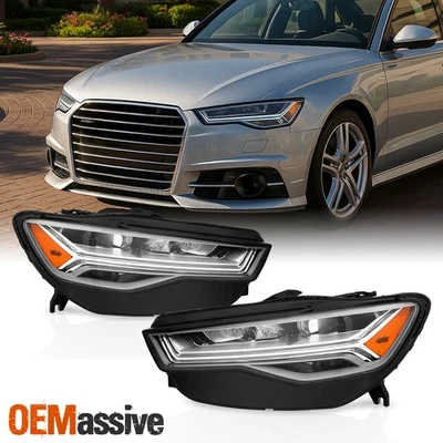 Par de faros cromados proyector para Audi A6 S6 2016-2018 [LED] con LED DRL Foto 1 de 4