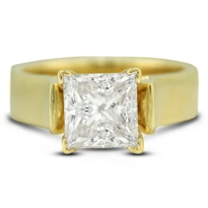3/4ct G VVS2 Princess Natural Certified Diamond 14k  Solitaire Engagement Ring - Picture 1 of 10