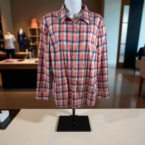 TALBOTS Women Shirt  Sz Medium Button Up Blouse Top Plaid - Picture 1 of 8