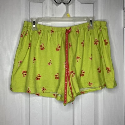 Pantalones Cortos para Dormir de Salón HUE Para Mujer Medianos Verde Estampado de Palmeras Algodón Foto 1 de 4