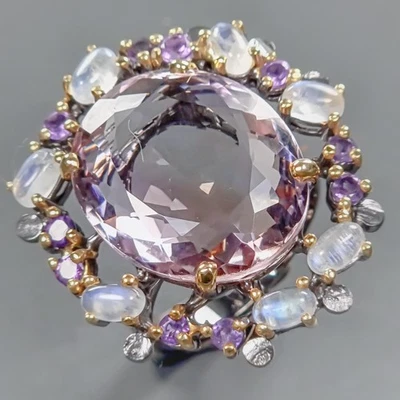 Joyería Año Nuevo 28 ct Anillo Ametrino Natural Plata de Ley 925 Talla 8/R433052 Foto 1 de 4