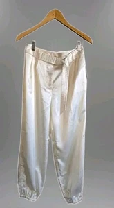 Maeve Anthropologie Parachute Satin Pants Women's 4 Cream Belted NWT - Picture 1 of 8