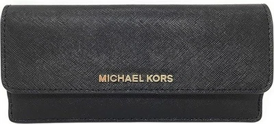 NWT Michael Kors Jet Set Travel Flat Saffiano Leather Wallet Black New - Image 1 of 4