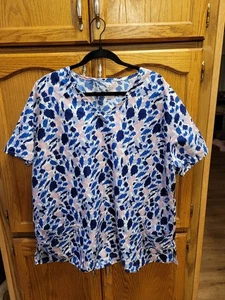 Abstract Print Scrub Top By Scrub Finity Sz 3X. Excellent Cndtn - Picture 1 of 11
