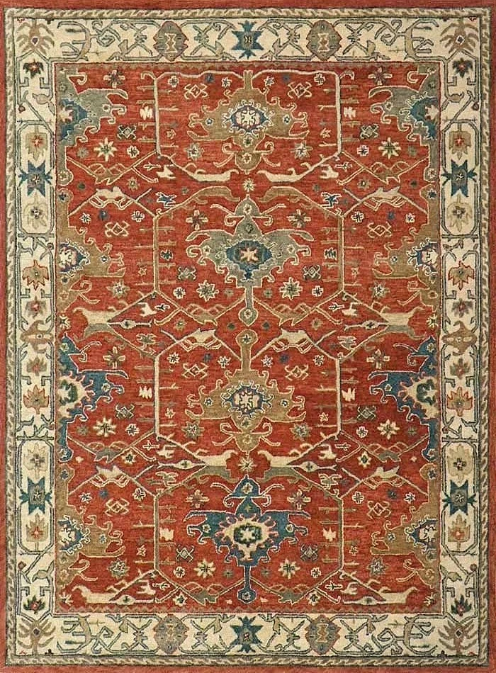 100% Wool Rug| Hand Tufted Pottery Barn Channing Red Area Rug | Living Room Deco - Image 1 of 4