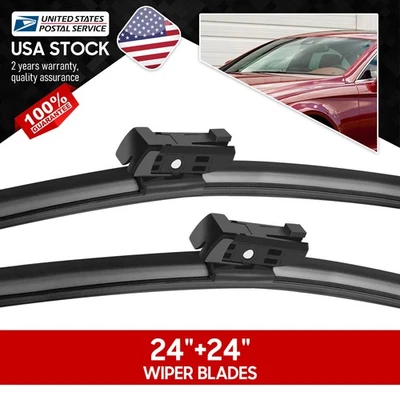 Clean Windshield Wiper Blades 24''&24'' Set For 2008-2012 Mercedes-Benz C63 AMG - Изображение 1 из 4