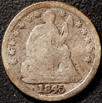 1845 US Seated Liberty Half Dime VG Details (Bent), Great Hole Filler - Image 1 of 2