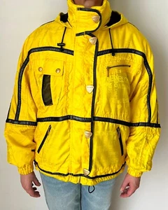 RARE! VINTAGE DESCENTE GOLD HOODED SKI JACKET WOMEN’S US12 IT48 - Picture 1 of 11