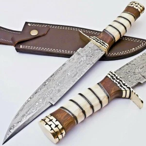 Cuchillo Bowie Hoja Fija Hecho a Mano Damasco Acero COLUMBIA Campamento Caza - Imagen 1 de 3