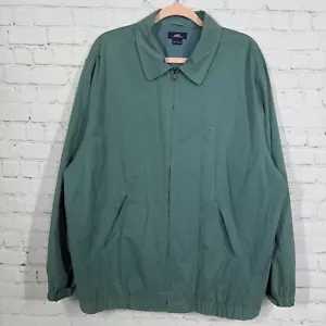 Brooks Brothers Bomber Jacket Men Large Green Full Zip Windbreaker Logo - Picture 1 of 13