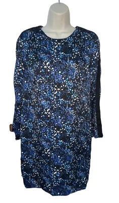 Vestido recto estampado azul para mujer BANANA REPUBLIC talla 6 ojo de cerradura trasero Foto 1 de 4