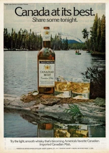 1977 Vintage Print Ad Canadian Mist Whisky Canada at its best River Boat Fishing - Picture 1 of 2