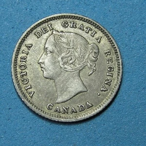 Canada 5 Cents .925 Silver Coin 1882 H, VF+ details Scratch, Combined Shipping - Picture 1 of 2