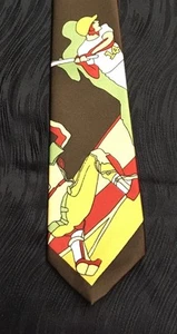 Vintage 60er oder 70er Jahre Bronzini Krawatte Krawatte Baseball Sport braun super selten - Bild 1 von 12