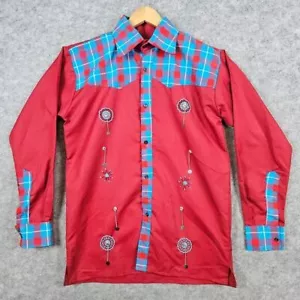 Markenlos Handmade Cowboy Western Hemd Gr. L Southwestern Perlen Armreifen Rodeo - Bild 1 von 15