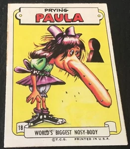 Tarjeta coleccionable 1966 Topps Slob pegatinas #18 Prying Paula en muy buena condición - Imagen 1 de 2