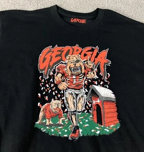 Georgia Bulldog Zombie Skeleton College Mascot Doghouse Confetti Tee Size 2XL - Picture 1 of 4