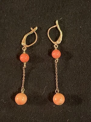 Pendientes colgantes de ágata cornalina Lyn's Jewelry cadena de broche de relleno de oro amarillo 14/20 Foto 1 de 3