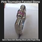 Pink Tourmaline Faceted Stones Set In Taxco Sterling Silver Little Finger Ring