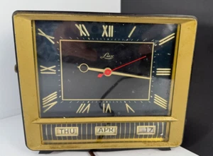 Funktionierende Vintage 50er Jahre Lux Datenuhr mit ewigem Kalender Schwarz & Gold USA Made - Bild 1 von 5