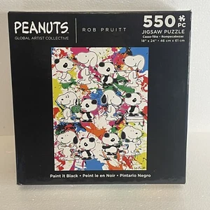New Peanuts Snoopy 550 pc Jigsaw Puzzle Rob Pruitt - Paint in Black USA - Picture 1 of 8