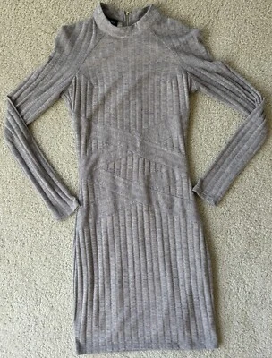 Vestido ceñido al cuerpo tejido gris jaspeado manga larga totalmente forrado S BEBE Foto 1 de 4