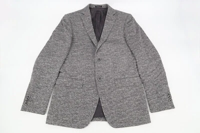 John Varvatos Mens 36R Gray Linen Cotton Abstract Jacquard Bedford Blazer Jacket - Image 1 of 4