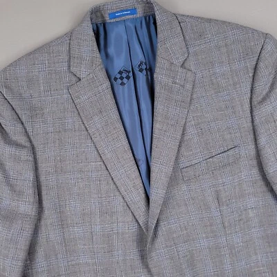 Abrigo Blazer Deportivo Vinca Camuto Para Hombres 42L Gris Lana a Cuadros Lino Chaqueta Resort Foto 1 de 4