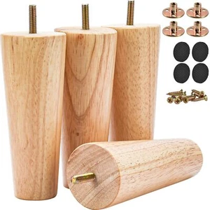 4 Pack 4 Inch Wooden Furniture Legs Replacement for Armchair Recliner Dresser - Picture 1 of 7