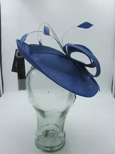 Ben de Lisi At Debenhams Blue Hatinator Hat Bow & Feather Detail BNWT RRP £45 - Picture 1 of 12