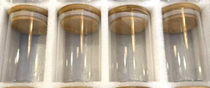 Paquete de 4 frascos de especias de vidrio transparente herméticos con tapa de bambú 4x2,7" KT - Imagen 1 de 5