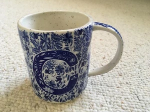 Anthropologie Folksong Monogram Letter C Blue White Coffee Mug Cup Tea NEW   - Picture 1 of 5