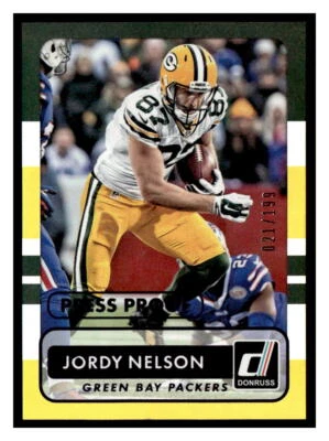 Jordy Nelson 2015 Donruss 84  SN199  Press Proof Purple - Image 1 of 2