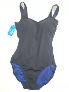 Adoretex Swimsuit Womens Size 8 Black Blue Swimwear Tank One Piece Fitness - Picture 1 of 12