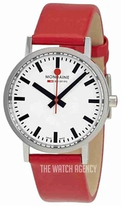 Mondaine EVO Sapphire 36mm Official Swiss Railways Red Strap Leather Watch - Picture 1 of 1