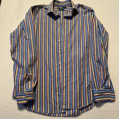 Vintage Y2K Polo Ralph Lauren mens shirt 17 XL Regent Classic fit striped button - Image 1 of 4