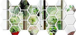 3.4''X4''X2'' Hexagon Mirror Wall Sticker, 24 Pieces Acrylic Mirror Self Adhesiv - Picture 1 of 12