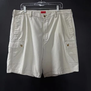 Izod Men’s Cargo Shorts Size 40 White Linen Blend Long Casual Summer Beach - Picture 1 of 8