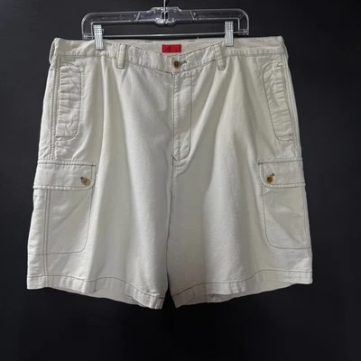 Izod Men’s Cargo Shorts Size 40 White Linen Blend Long Casual Summer Beach - Image 1 of 4