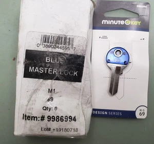 New Genuine Minute Key 9986994 Blue #69 Brass Padlock Key Blank - Picture 1 of 4