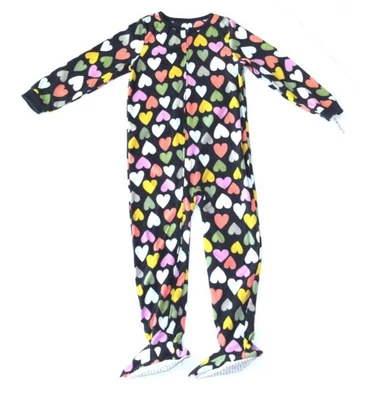Carters Fleece Footed Pajama Blanket Sleeper Size 12 Blue Multicolor Hearts Girl - Изображение 1 из 4