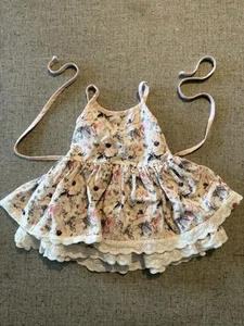 CHEEKY PLUM Floral Sleeveless Tunic Top 3T 4T Cotton Linen Ruffles Lace Pink - Picture 1 of 15