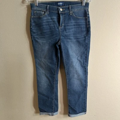 Джинсы для девочек Old Navy Blue Capri узкие на лодыжке с манжетами размер 16 регулируемая талия - Изображение 1 из 4