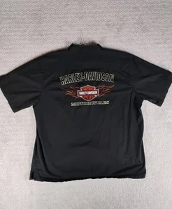 Camisa Harley Davidson Hombres 2XL Motocicleta Negra Abotonada Manga Corta Logo - Imagen 1 de 11