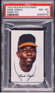 1970 Hank Henry Aaron PSA 8 NM-MT MLB Photostamps Hand Cut - Picture 1 of 2