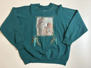 VTG Aztec Native American Crewneck Sweater 90's SZ Large - Picture 1 of 7