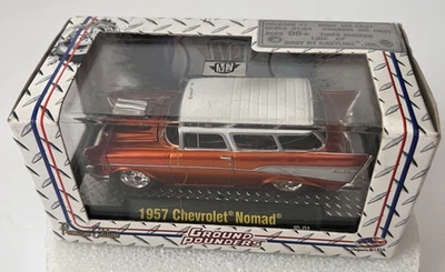 M2 Machines Ground Pounders R2 1957 Chevrolet Nomad Car Orange & White Diecast - Image 1 of 4