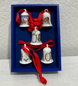 Hutschenreuther Weihnachten Porzellan Glocke 5 tlg Set Mini 1,5" Weihnachts Glockchen - Bild 1 von 10