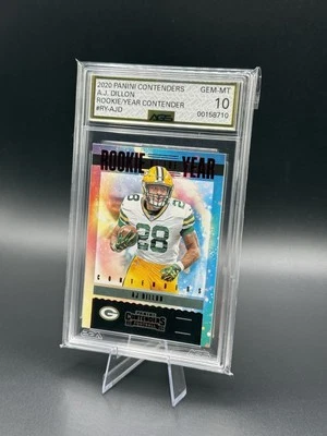 2020 PANINI CONTENDERS AJ DILLON ROOKIE OF THE YEAR CONTENDERS AGS 10 GEM MT 🔥 - Image 1 of 2