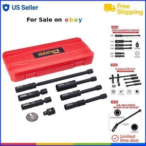 Magnetic Spark Plug Socket Set Chrome Vanadium 8pcs for Cars Motorcycles Lawn - Picture 1 of 9